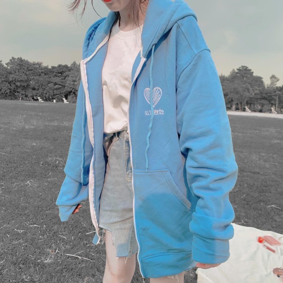 HOODIE NỮ IN HÌNH TRÁI TIM NHỎ CHẤT LIỆU VẢI NỈ MỀM MẠI THOẢI MÁI KHI MẶC