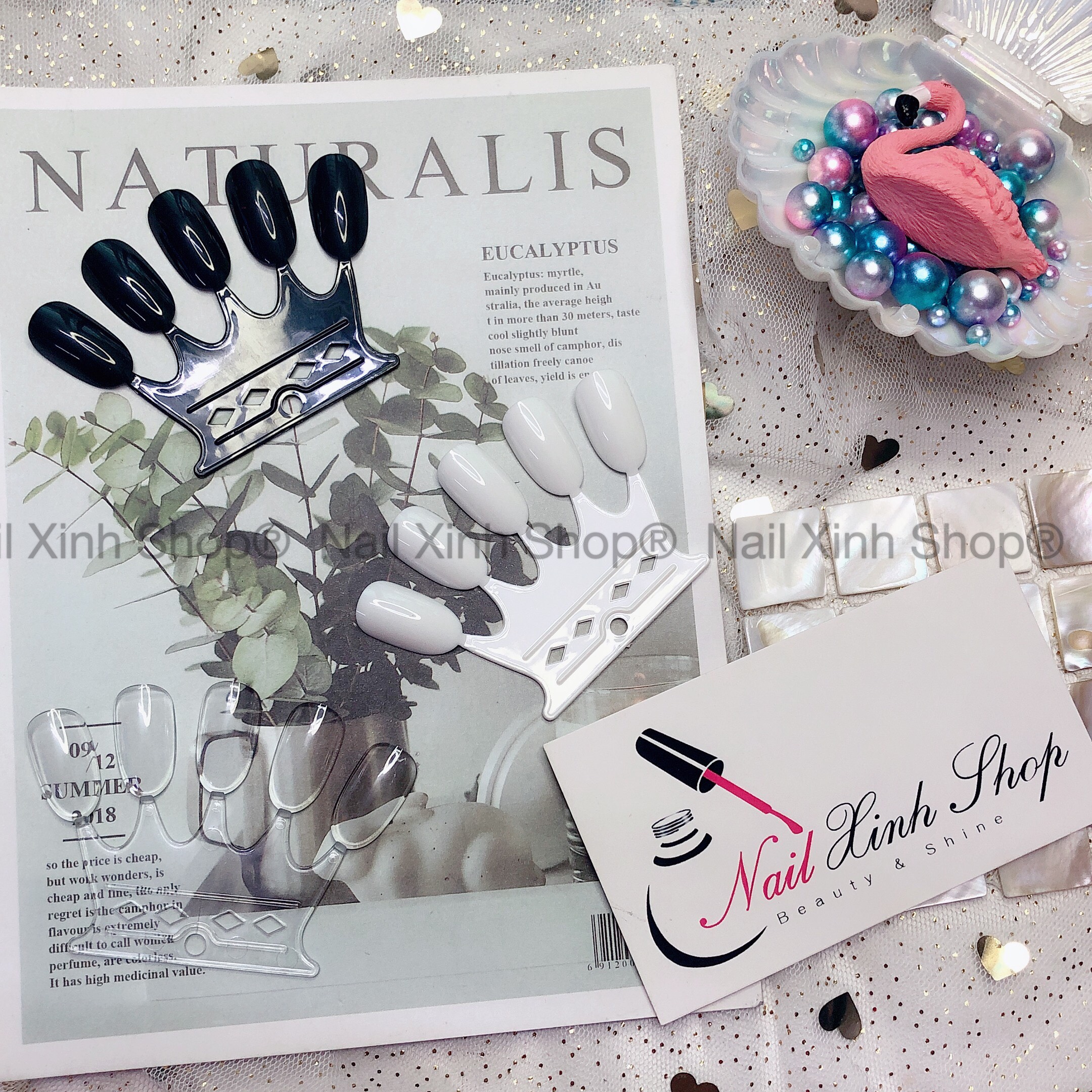 [HCM]Set 50 móng tay giả hình vương miện móng tay giả tập sơn trưng bày phụ kiện nail chuyên dụng