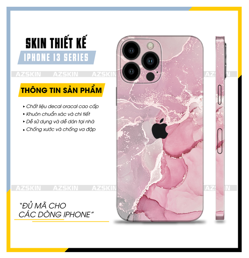 Miếng dán skin iphone 13 mini/13/13 pro/13 pro max nghệ thuật hồng pink |sk_ipnt15| khuôn chuẩn, skin dán full lưng viền