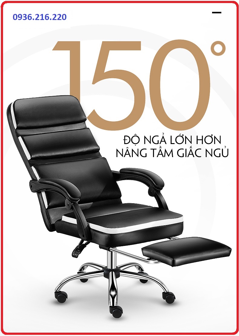 X002 Ghế xoay văn phòng bọc da ngả lưng duỗi chân - Ghế văn phòng thư giãn ngả lưng duỗi chân