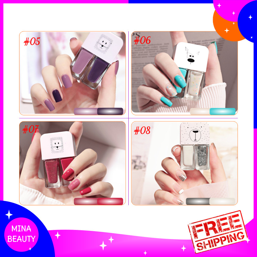 [HCM][MUA 3 TẶNG 1] Set 2 chai sơn móng tay nhũ lì - MINABEAUTY - 20 màu sơn đa dạng xinh xắn