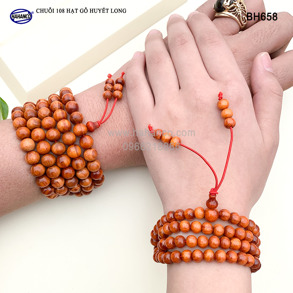 Tràng Gỗ Huyết Long Thấu Quang 108 hạt (Đủ size) Giảm tai ương - Đắc tài đắc lộc - BH658