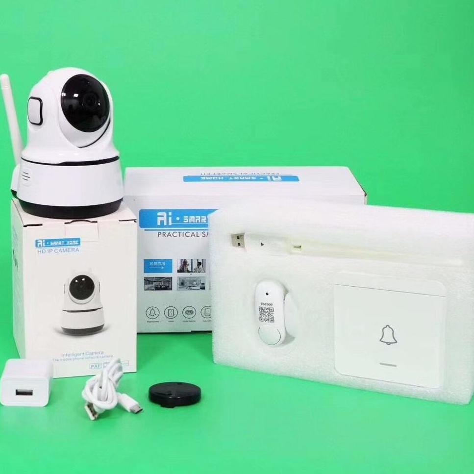 COMBO Kèm chuông báo động tách cửa và chuông - Camera ip wifi không dây Carecam CR 2.0 báo về điện thoại