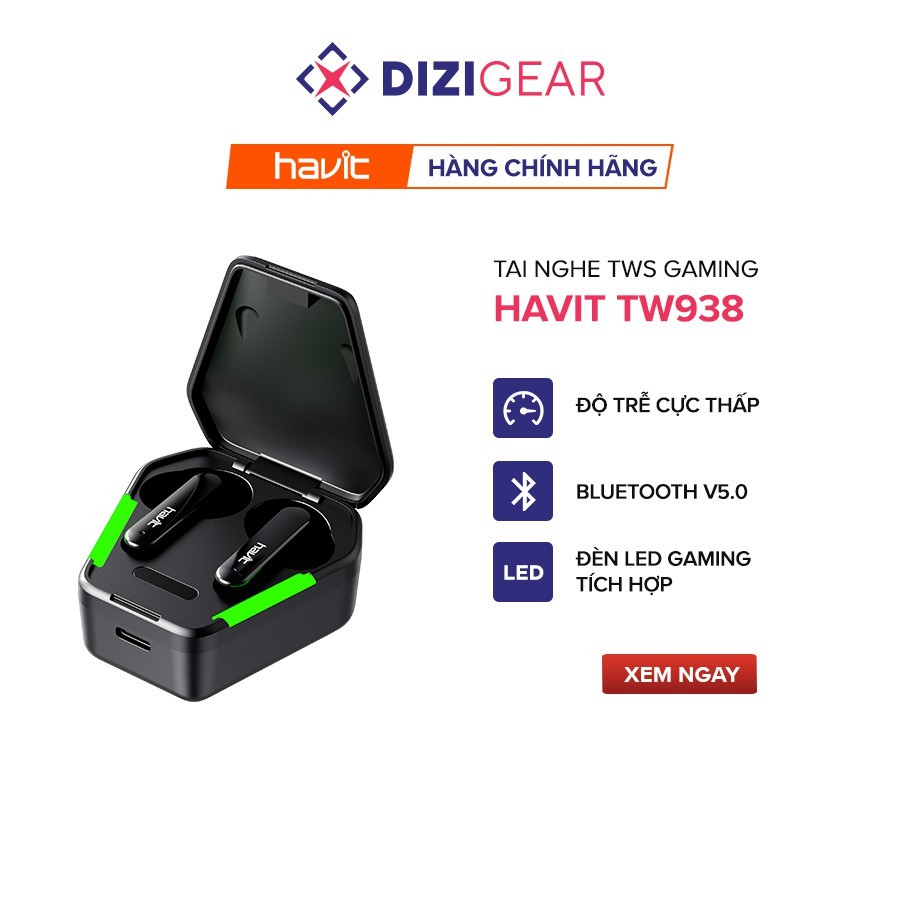 Tai Nghe Gaming True Wireless HAVIT TW938 Bass Chất, Game Mượt - Chính Hãng BH 12 Tháng