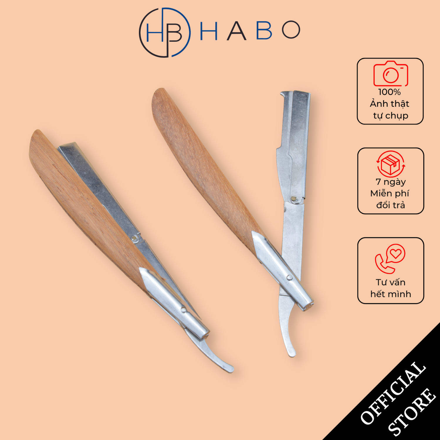 Dao cạo râu lưỡi lam, dao cạo lông mặt, bàn cạo râu, dao cạo mặt, dao cạo dâu có cán bằng gỗ