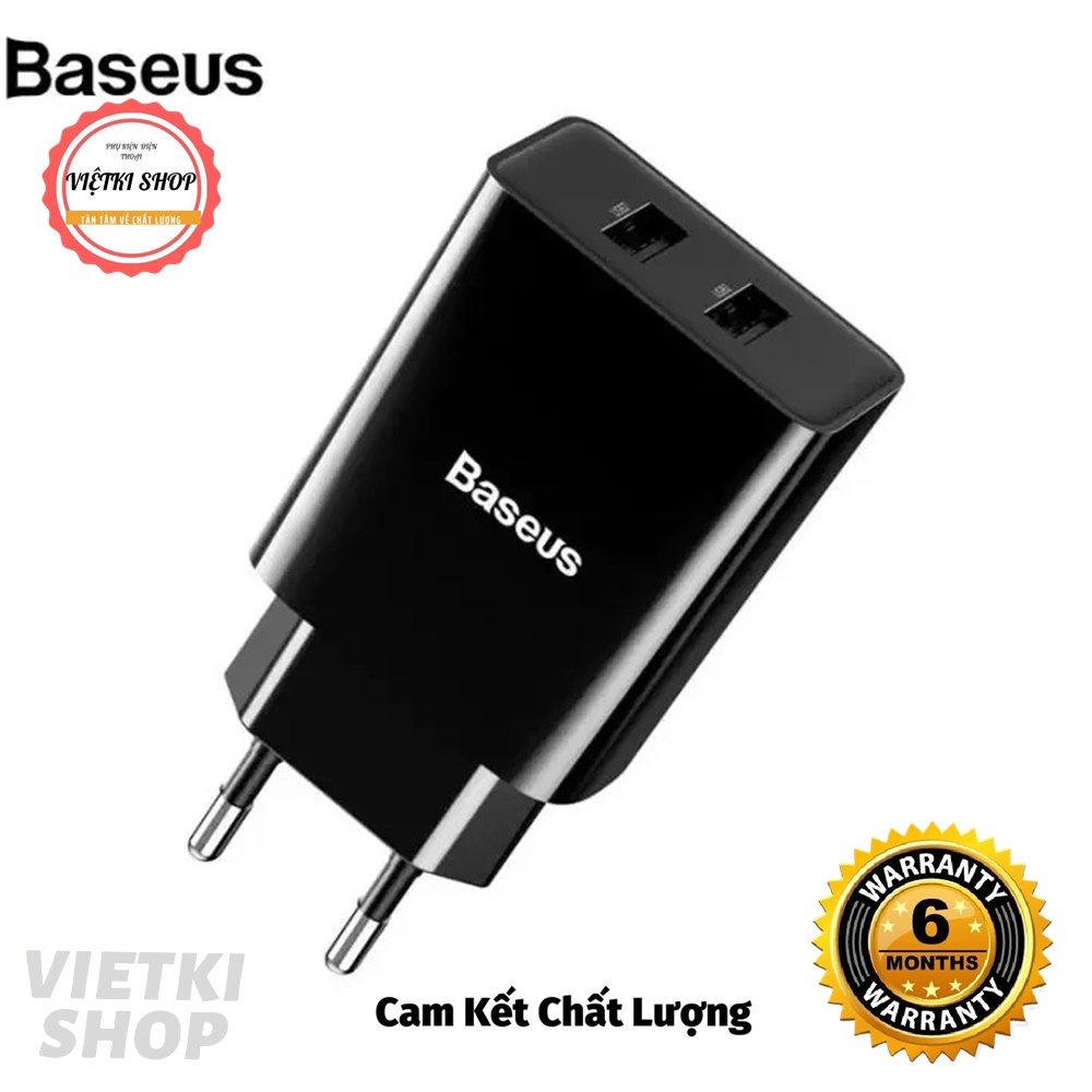 CỦ SẠC Baseus Speed Mini Dual U 10.5W, sạc nhanh 2.1A 10.5W, chống cháy nổ - Chính Hãng