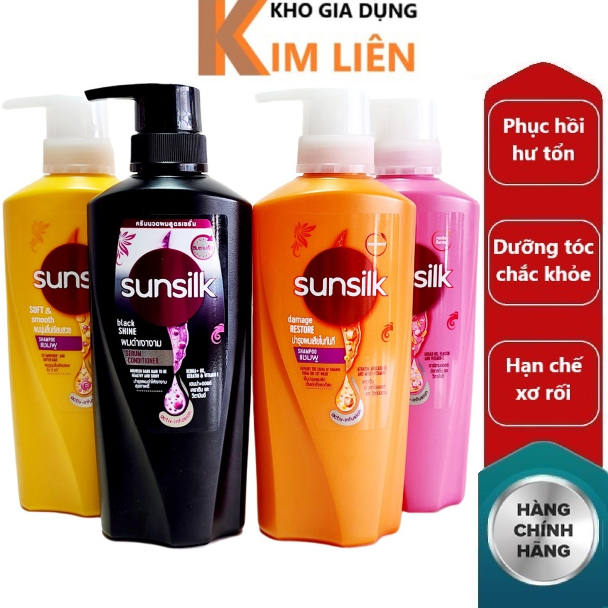 Dầu gội / dầu xả sunsilk thái lan 400ml - phục hồi hư tổn / dưỡng tóc chắc khỏe / mềm mượt óng ả