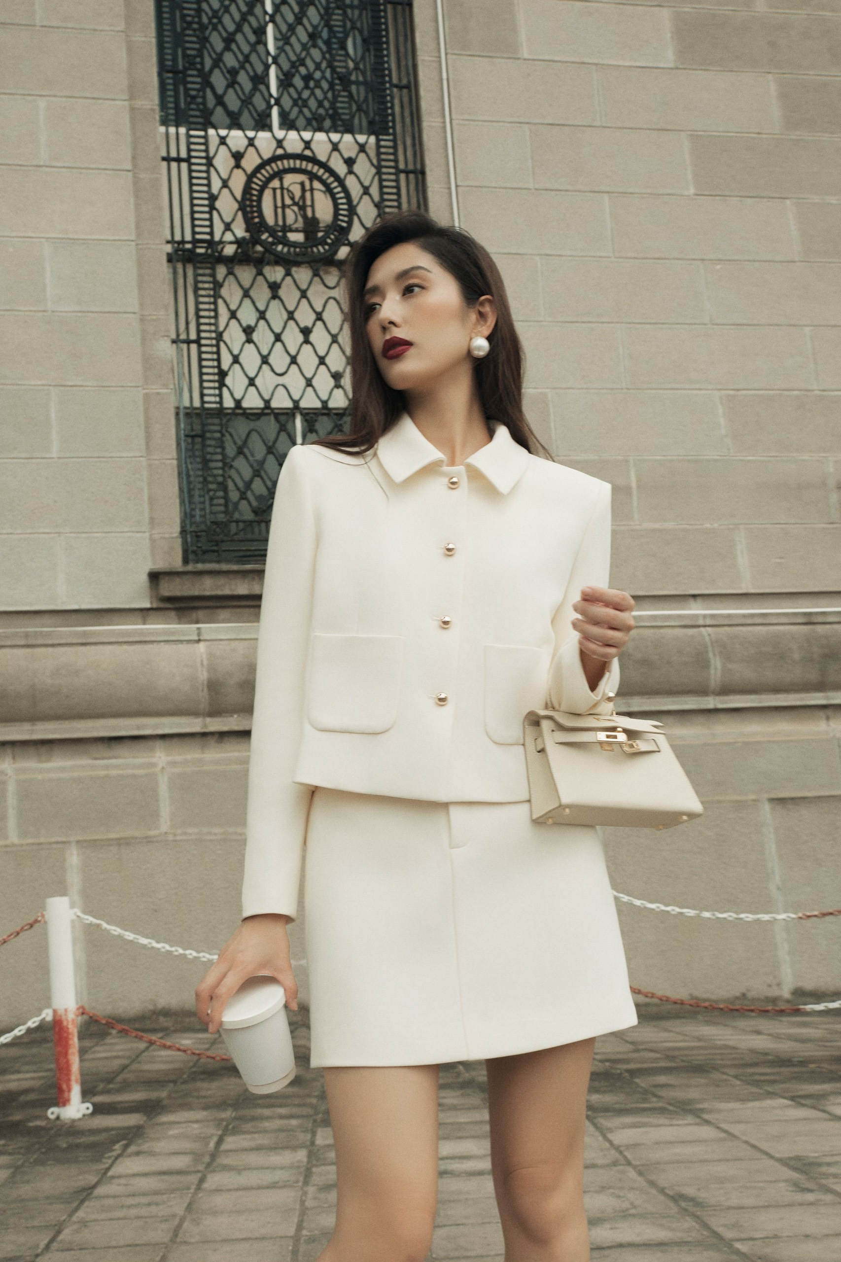 Hbz501 - poppy skirt- chân váy dáng a - kem - huong boutique