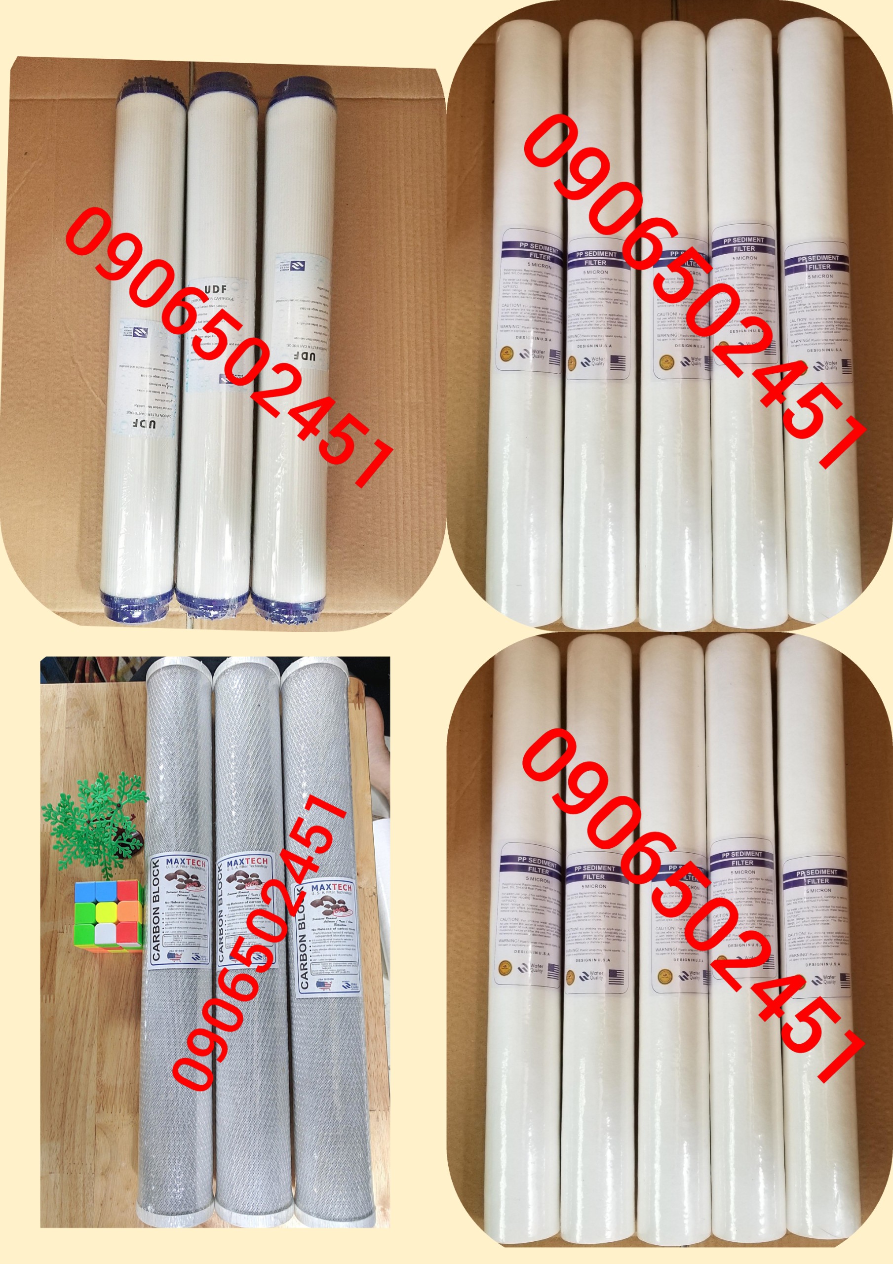Bộ sản phẩm 16 lõi lọc thô gồm 10 số 1, 3 lõi số 2, 3 lõi số 3 20inch hàng chuẩn
