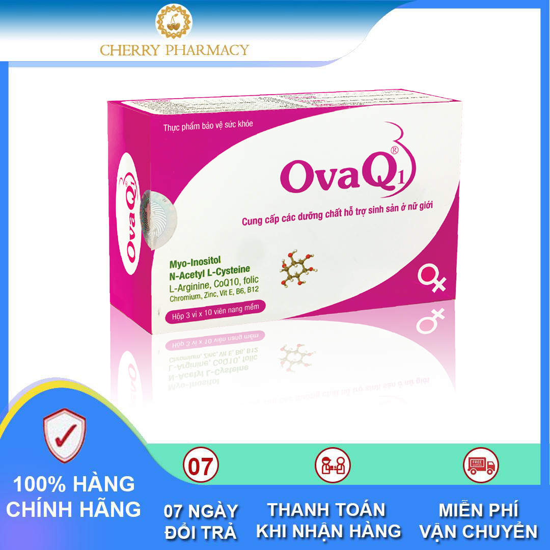 [HCM]Sản phẩm OvaQ1 hỗ trợ sinh sản mang thai tự nhiên các trường hợp vô sinh đa nang buồng trứng 30 viên - CHERRY PHARMACY