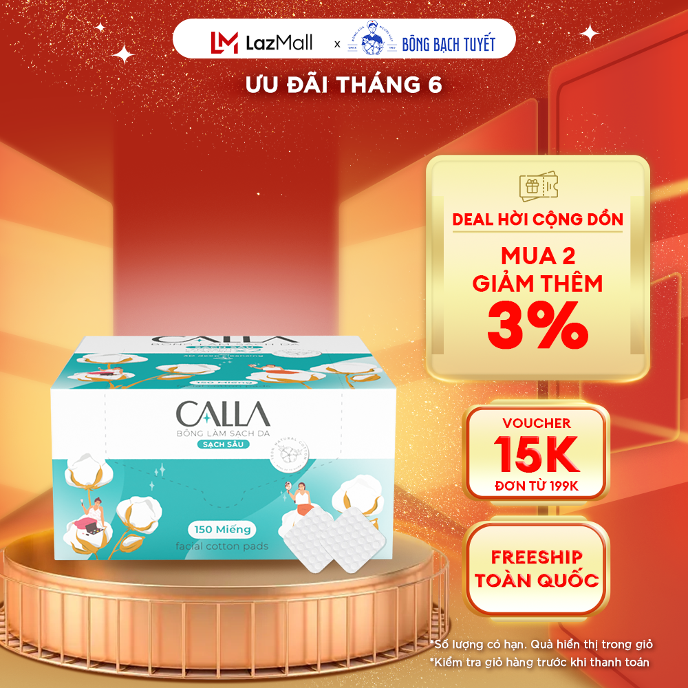 Bông tẩy trang làm sạch da Bông Bạch Tuyết Calla Sạch Sâu