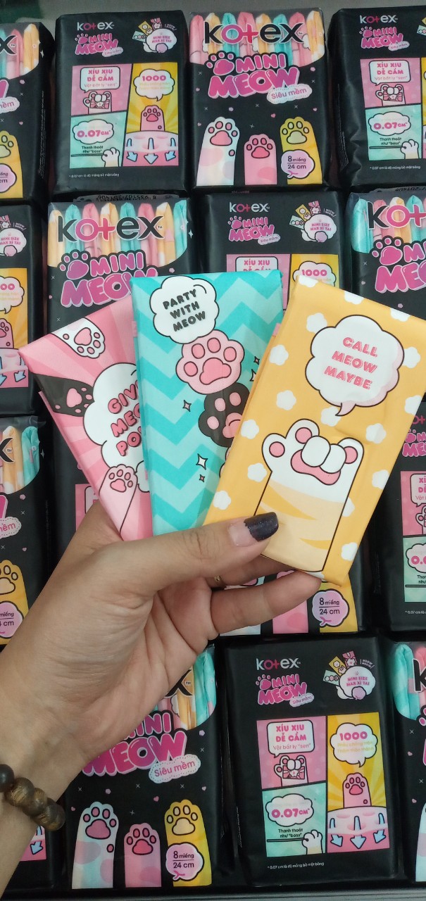 Combo 4 Băng Vệ Sinh Kotex Mini Meow Siêu Mềm SMC 8 miếng