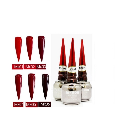 Sơn gel mxbon set 6 màu tông đỏ moon nail
