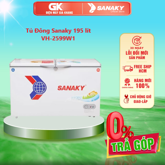 Tủ Đông Sanaky 195 lít VH-2599W1 - GIAO TOÀN QUỐC - FREESHIP HCM