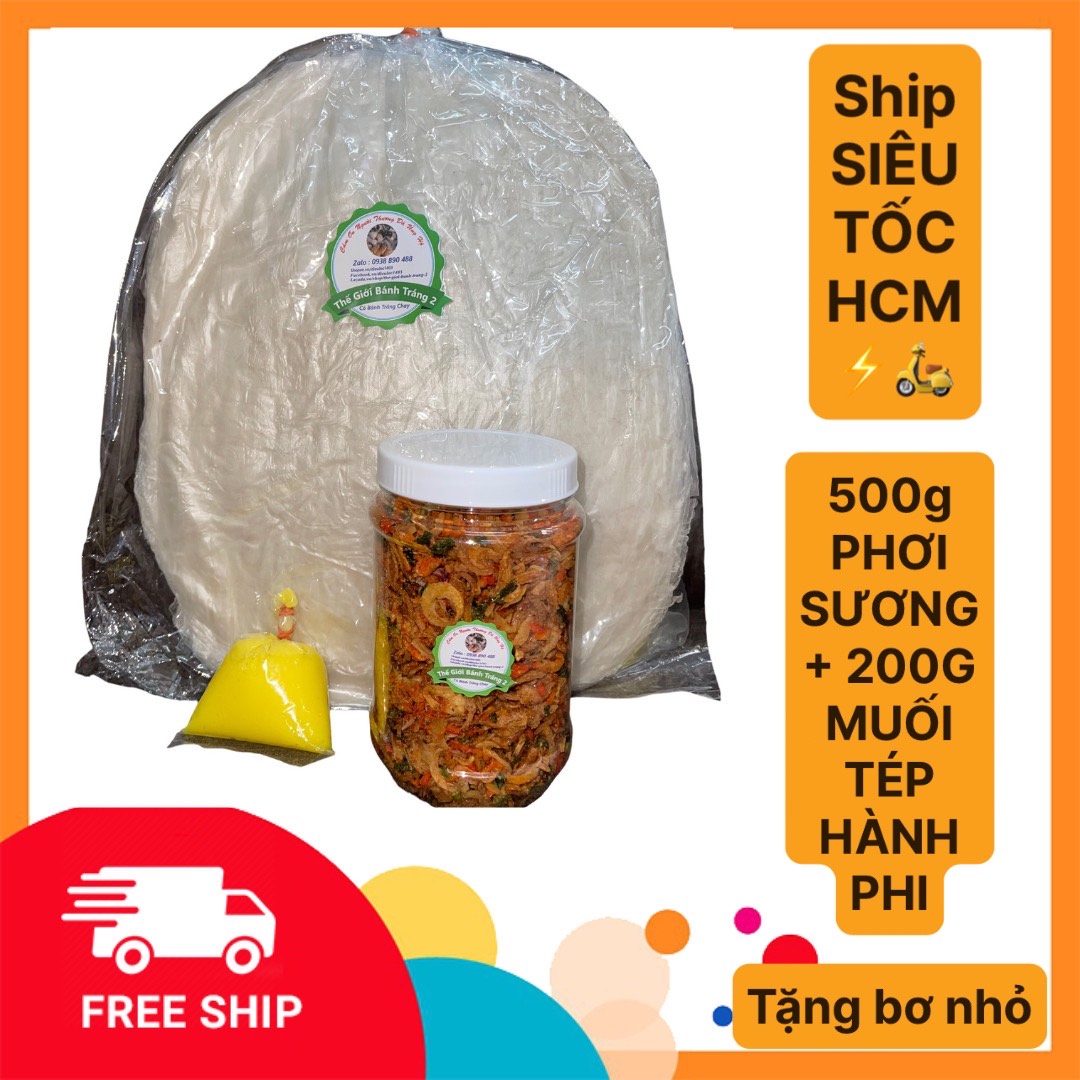 tăng bơ!COMBO 500GPHƠI SƯƠNG TÂY NINH VÀ 200G MUỐI TÔM HÀNH PHI