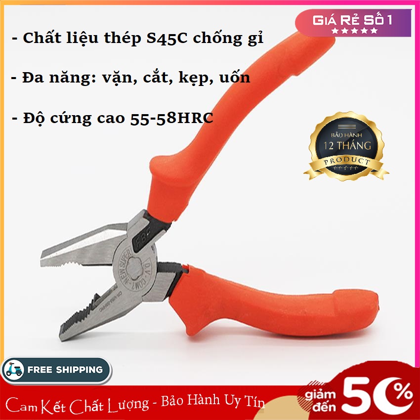 Kìm Điện Vạn Năng D.V NEW SUPER - THÉP KHÔNG GỈ, LƯỠI SẮC BÉN, ĐỘ CỨNG CAO, Kẹp, Cắt, Uốn, Đa Năng - Kềm đa năng, kìm cắt dây điện, kìm bấm - BH LỖI 1 ĐỔI 1 - BIBO STORE