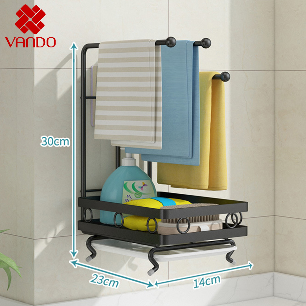 KỆ ĐỂ MIẾNG RỬA CHÉN BÁT, KỆ ĐỂ ĐỒ ĐA NĂNG CHÍNH HÃNG VANDO GIÁ KỆ TREO KHĂN NHÀ TẮM, ĐỂ CỤC XÀ BÔNG - CAO CẤP, CHẮC CHẮN, BỀN BỈ (Chất liệu thép carbon)