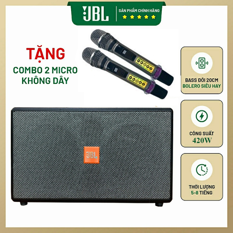 Loa Kéo Karaoke JBL K10 Kèm 2 Micro Không Dây Công Suất Lớn 420wLoa Kéo Bluetooth Bass 20cmThời Lượng Pin 6hTiếng HayÂm Thanh Hoàn HảoHỗ Trợ Kết Nối Bluetooth 5.0UsbAuxTf..