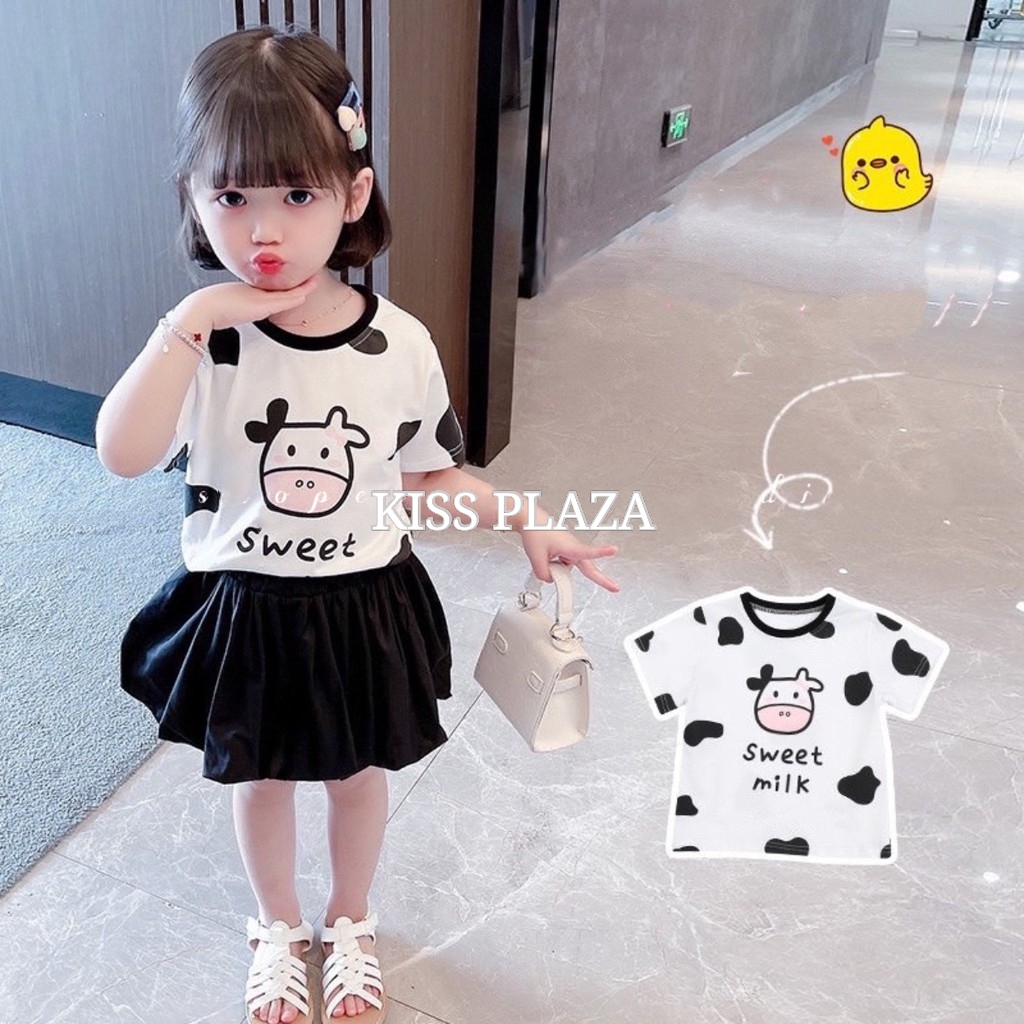 ÁO CỘC TAY BÒ SỮA SIÊU CUTE CHO BÉ YÊU 8-18KG | VIDEO THẬT| KISS PLAZA