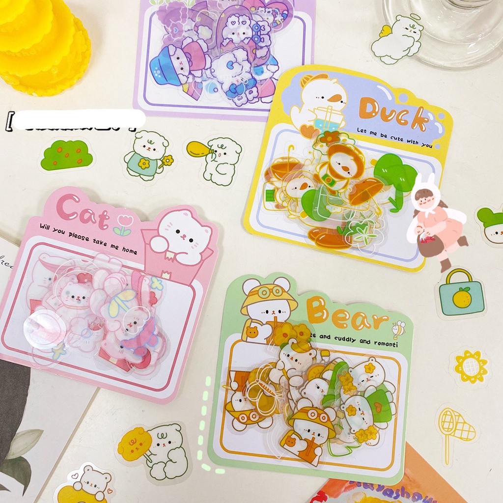 15 sticker gấu , mèo cute