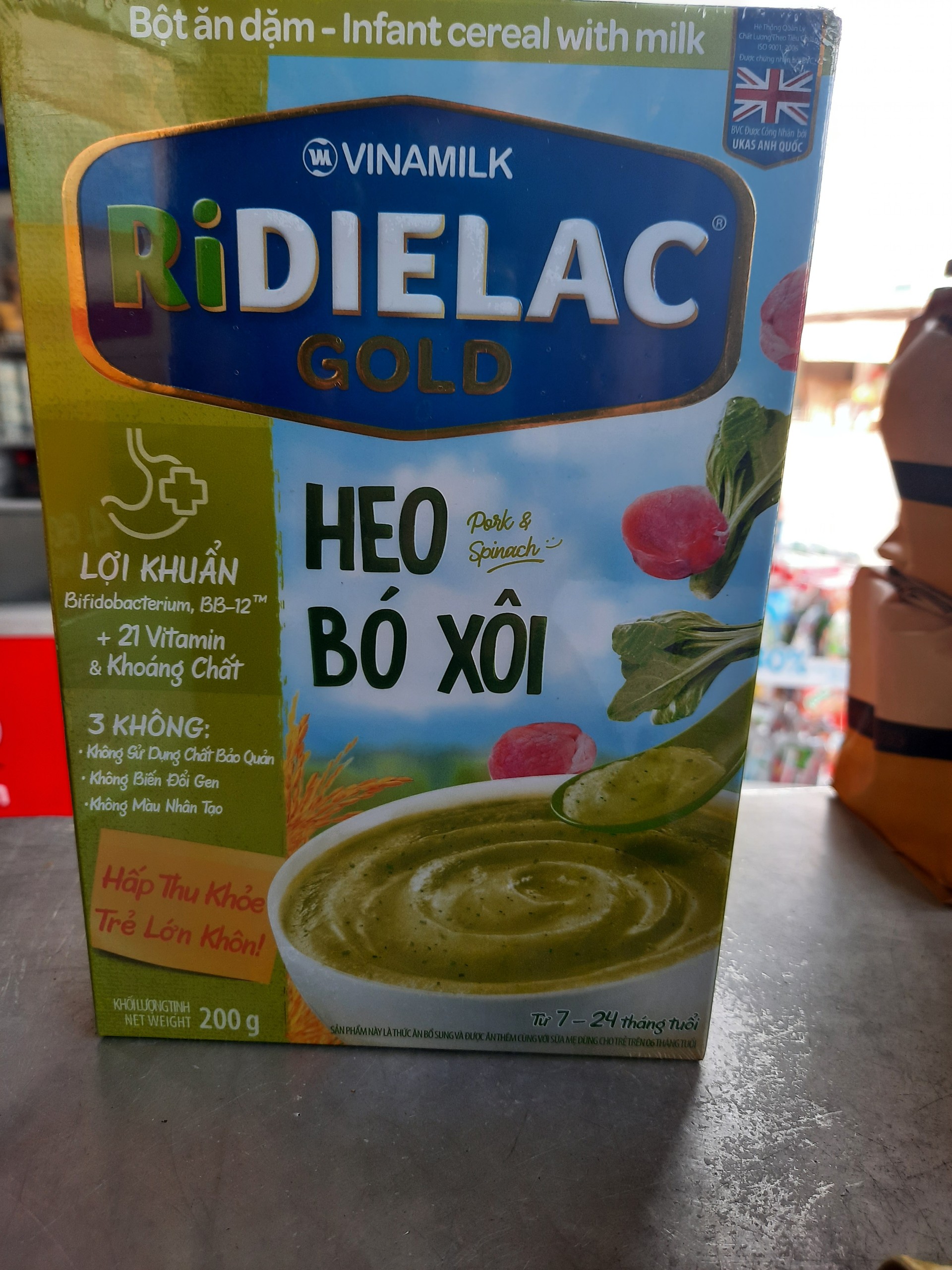 Bột ăn dặm dinh dưỡng vinamilk ridielac gold heo bó xôi hộp 200g