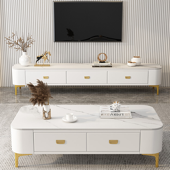 Bàn trà sofa, bàn trà decor, bàn uống nước kính cường lực bọc da , chân mạ pvd sang trọng kt 100x50cm và kt 120x60cm