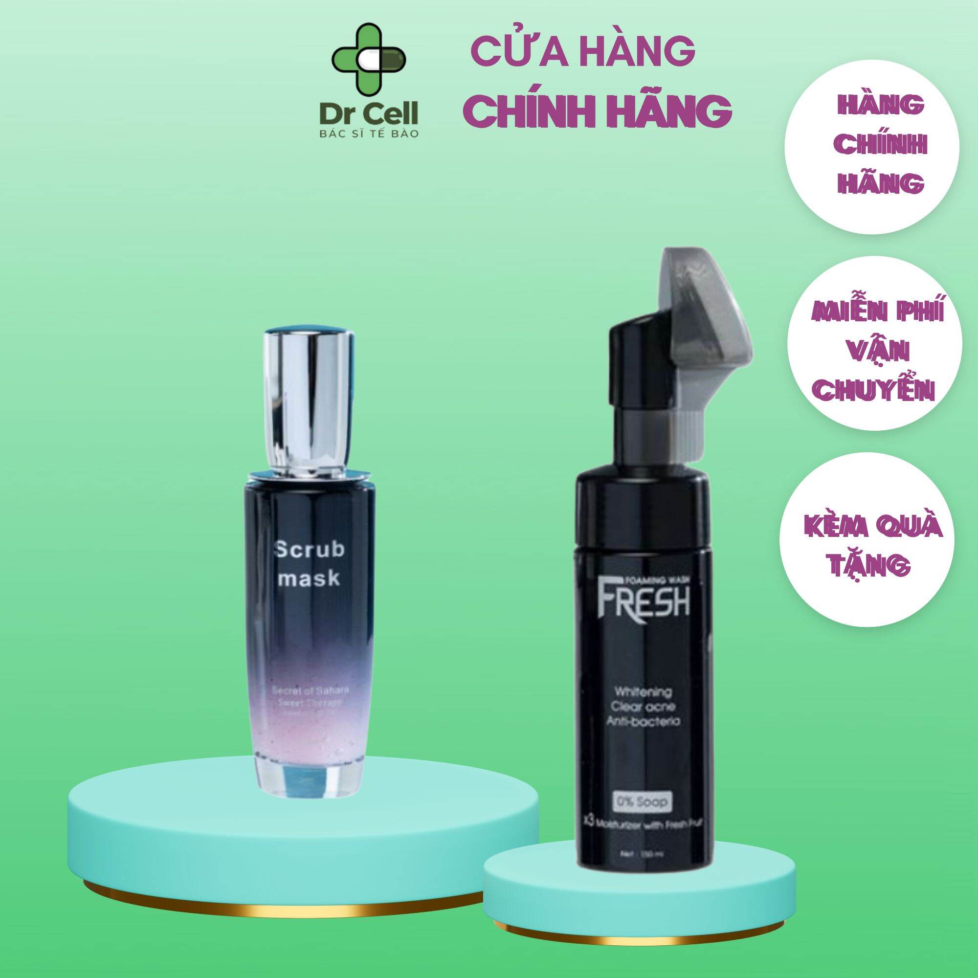 Combo sữa rửa mặt fresh + tẩy da chết scrub mask