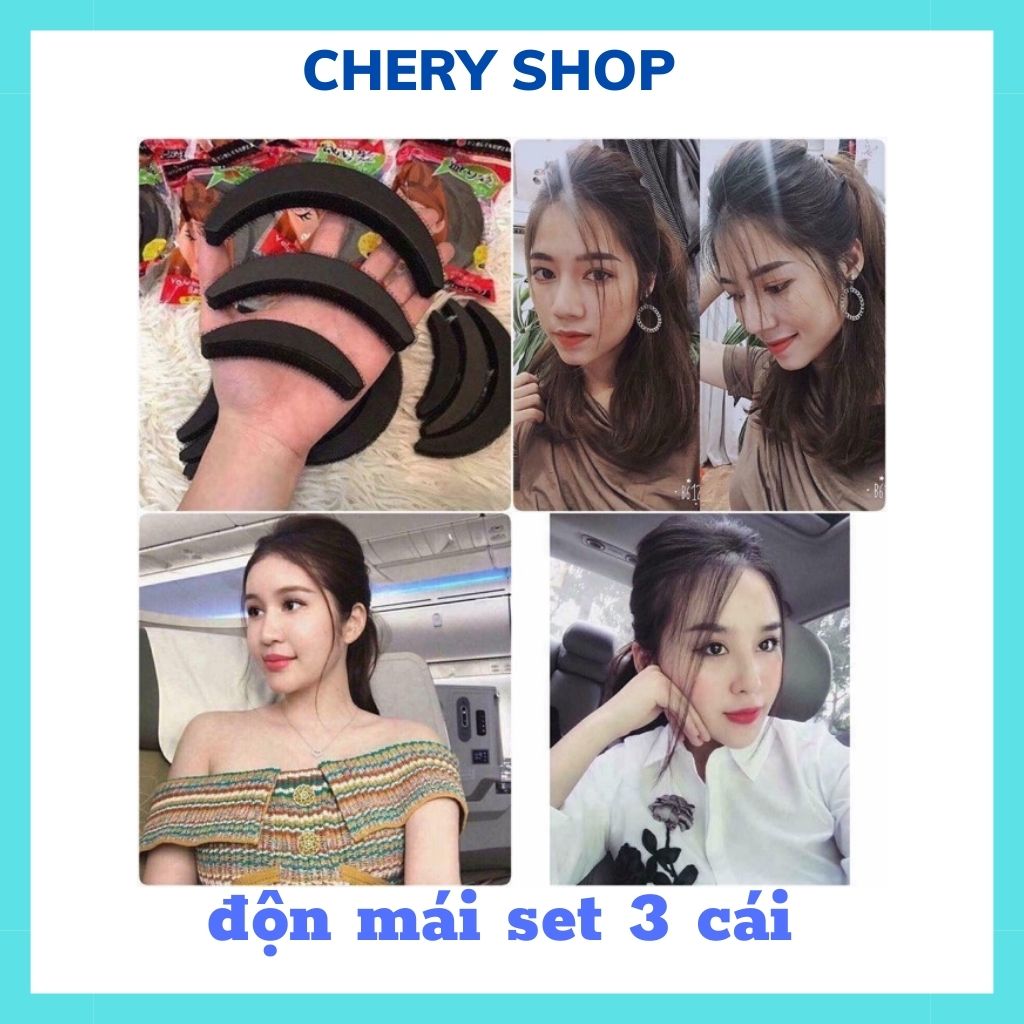 Tóc giả độn mái set 3 cái bằng xốp đen làm phồng chân tóc mái