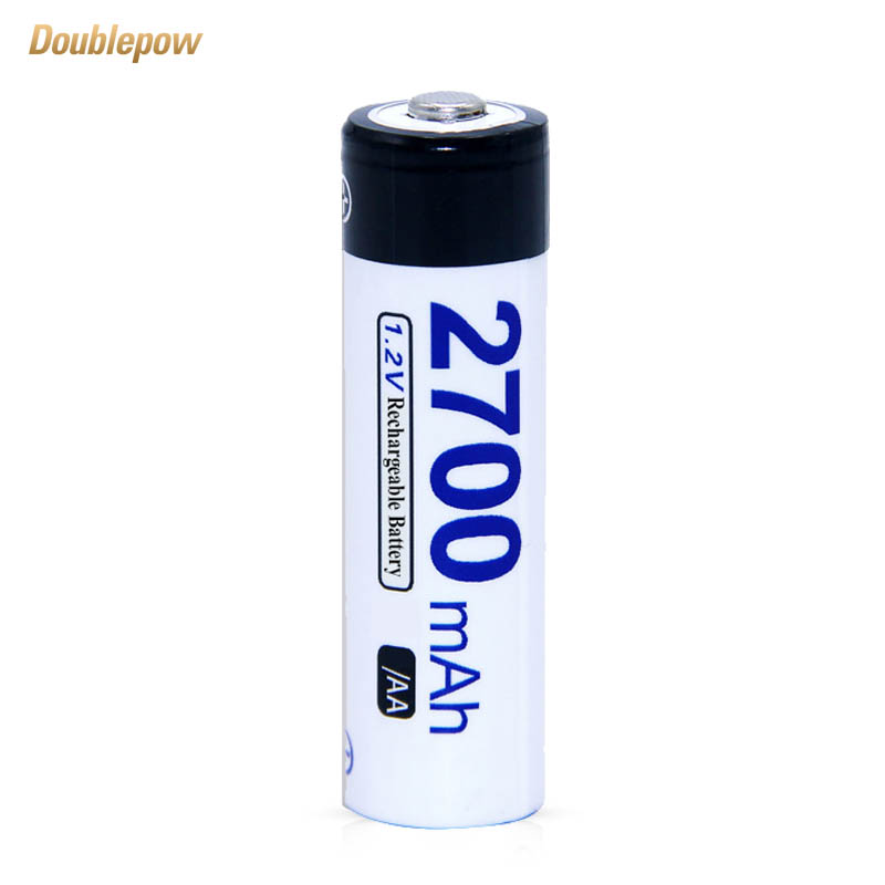 Pin sạc lại Doublepow NiMh pin AA - 2700mAh, pin dung lượng thực (màu đen trắng) - Mua 4 viên tặng 01 hộp đựng pin