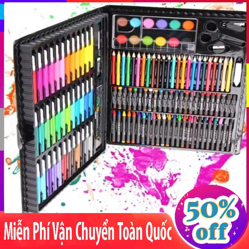 Bộ Bút Sáp Màu Cao Cấp Hộp Bút Chì Màu 150 Chi Tiết (100% Bé Thích) An Toàn Cho BéĐồ dùng văn phòngđồ Dùng Học Sinhtặng kèm kéo và gọt bút và tẩy.Bảo hành uy tín 1 đổi 1.