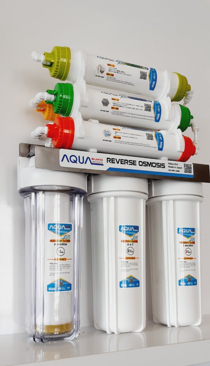 Bộ lọc nước nano 8 cấp lọc aqu không dùng điện, vòi, linh kiện đầy đủ