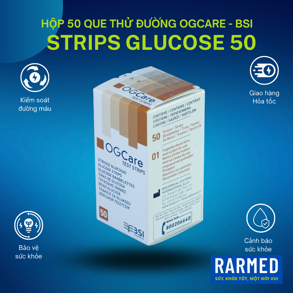 BSI oycare 50 PCs blood glucose test strips 50 test strips for ogcare