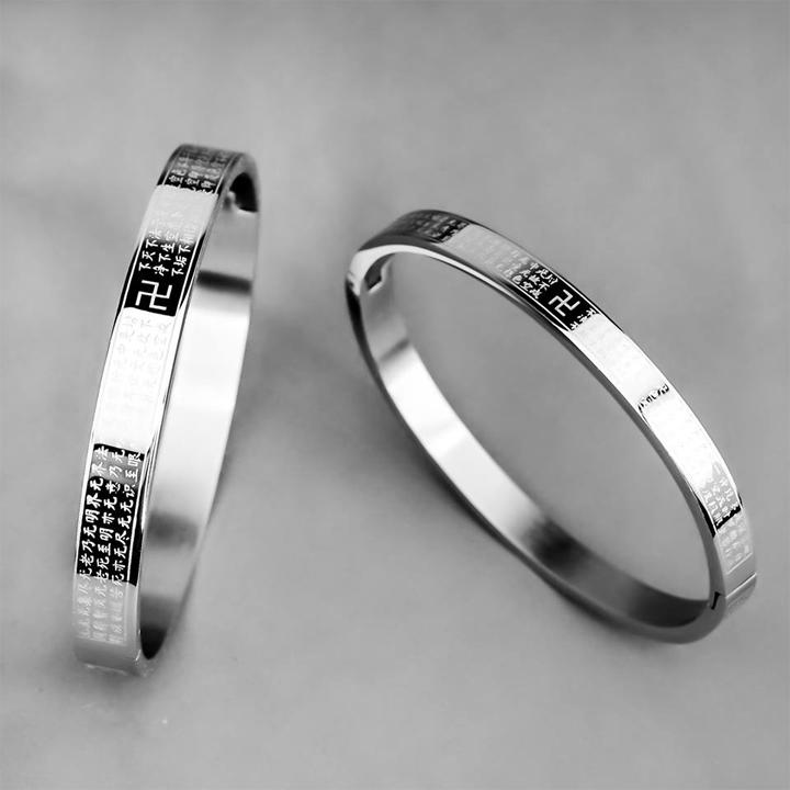 Vòng tay titan bát nhã tâm kinh ta1194, Trang sức inox cao cấp TAJ bảo hành không đen vĩnh viễn