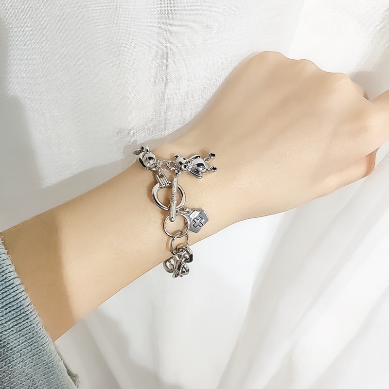 Lắc tay nữ dây xích gấu phong cách hiphop dễ thương