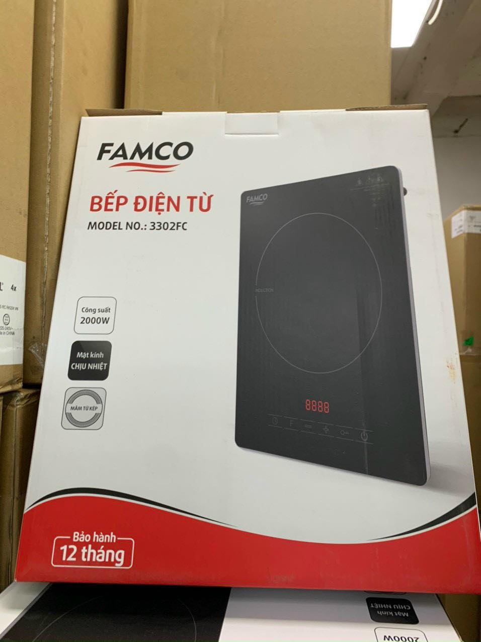 Bếp điện từ mâm kép công suất 2000W FAMCO 3302FC – chíng hãg Elmich Việt Nam Giảm sâu bếp từ đơn Elmich số lượng ítBếp điện từ Famco (Elmich) 3302FC, kính chịu nhiệt cao cấpBếp từ Famco 3302 hãn Elmich