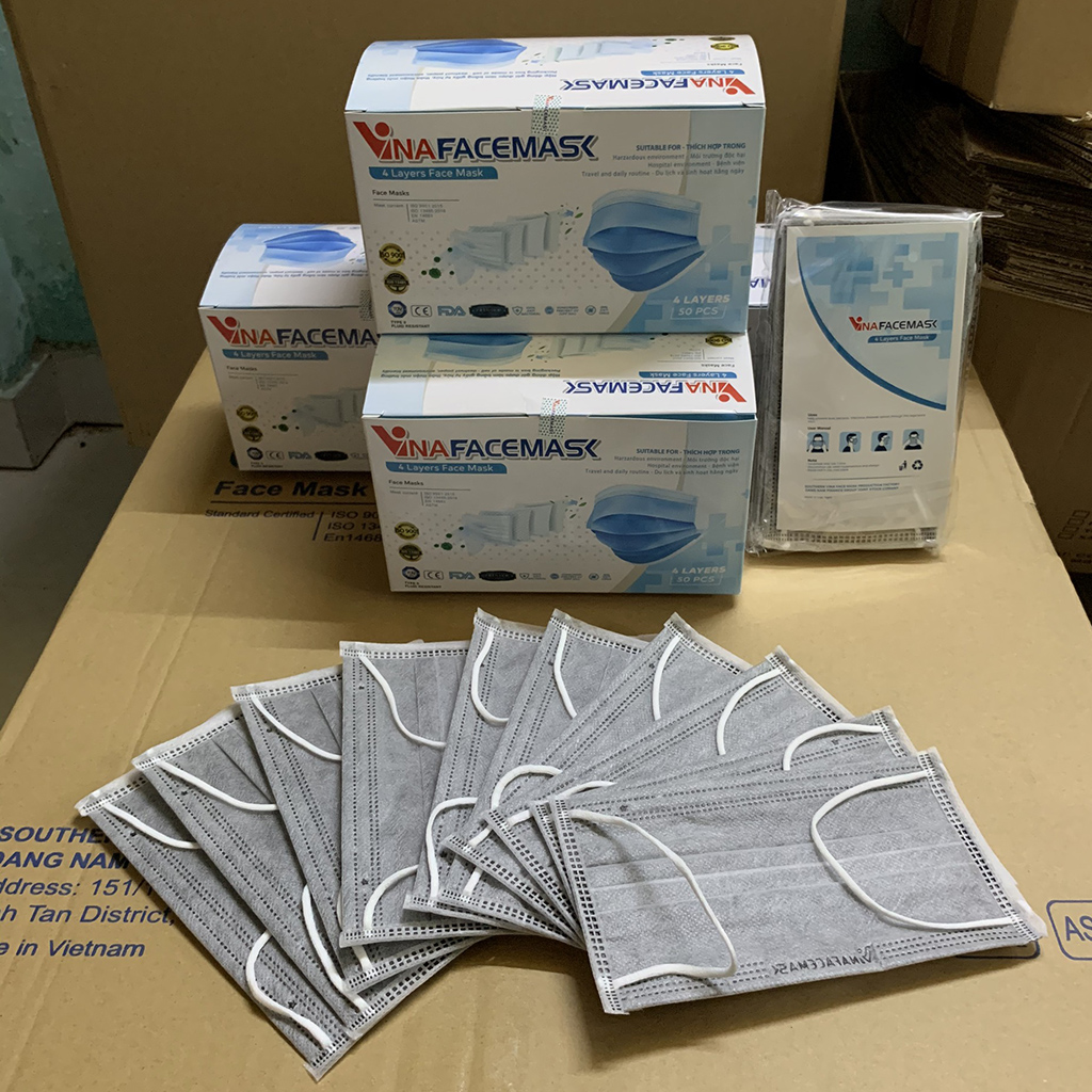 KhẩuTrang Y Tế 50 Cái 4 Lớp Kháng Khuẩn VINA FACEMASK