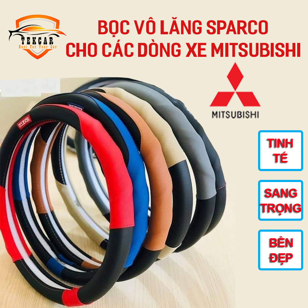 Bọc vô lăng, bọc da tay lái sparco cho xe Mitsubishi Mirage, Lancer, Zinger, Pajero Sport, Triton, Outlander, Grandis Jolie , bọc tay lái, bọc da volang, bảo vệ bọc vô lăng nguyên bản các dòng ô tô xe hơi phổ thông size 38-39cm