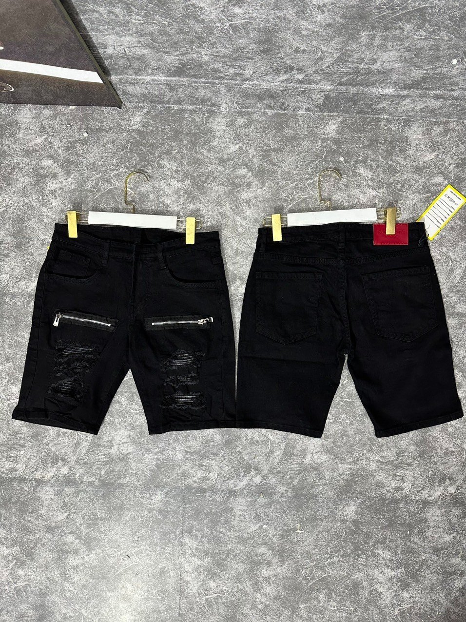 Quần short jean nam VÁ DA phối khóa kéo  chất bò vải dày không ra màu hàng vnxk mẫu mới nhất cao cấp N77 FASHION