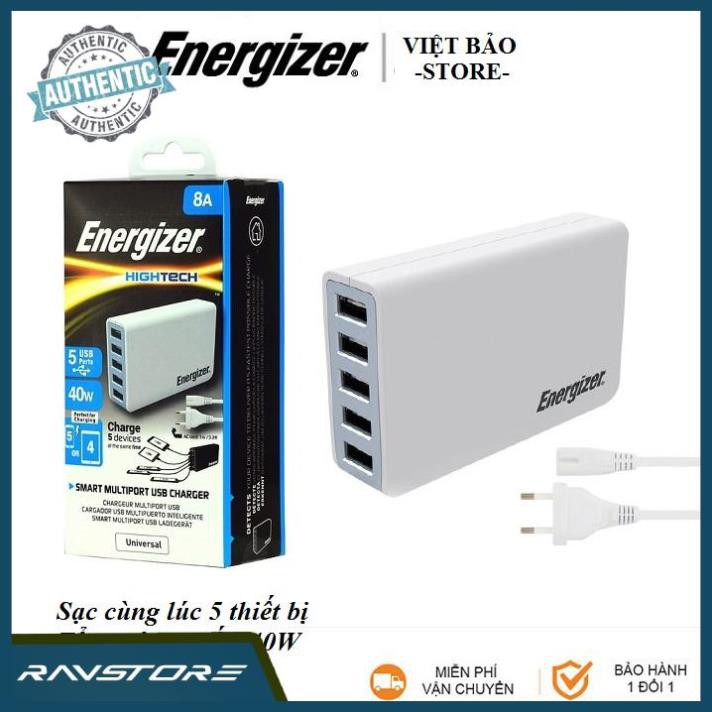 Sạc 5 cổng energizer 5v/8a công suất tổng tối đa 40w