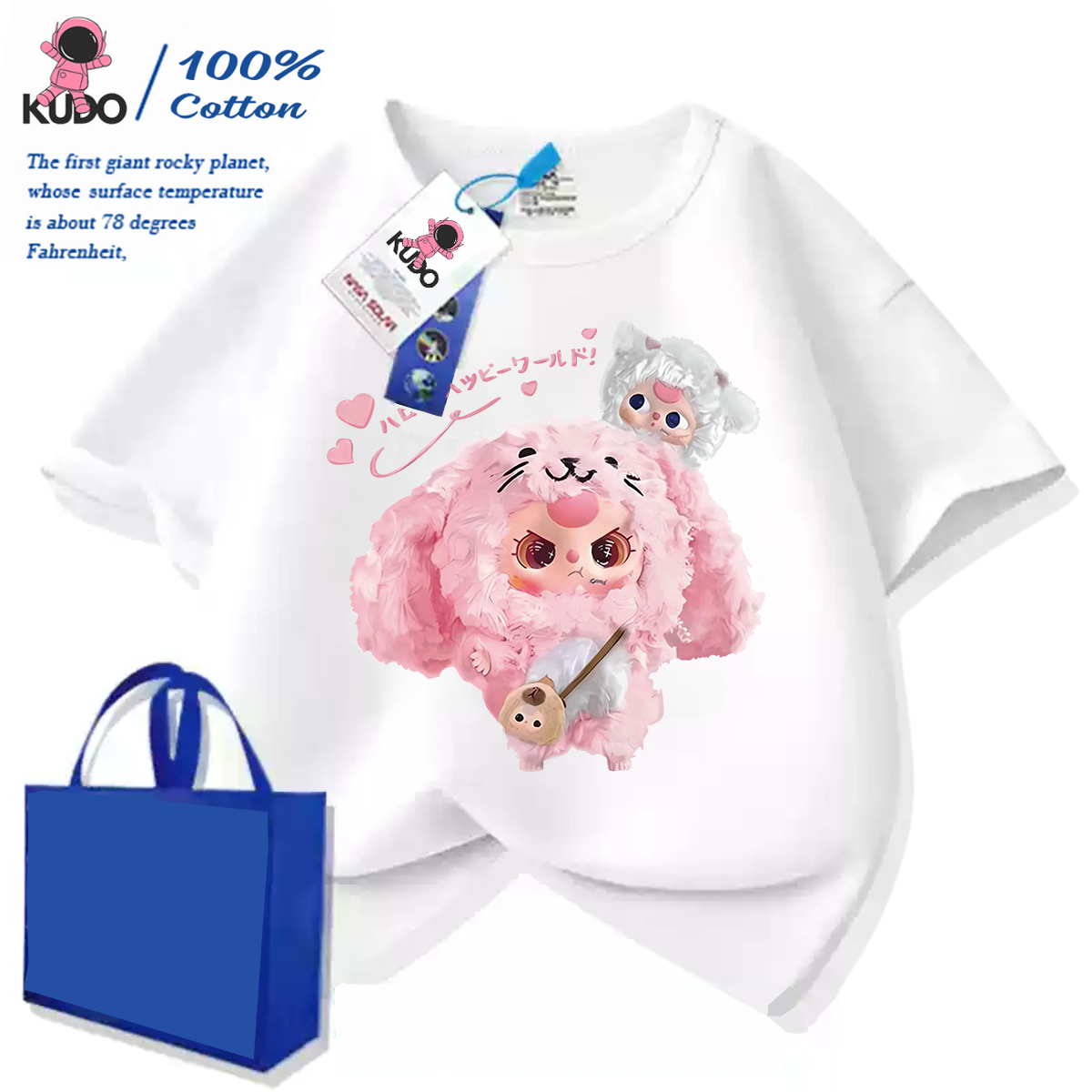 Áo thun cho bé KUDO size 10 - 40 kg họa tiết baby three dễ thương chất vải 100% cotton tự nhiên co dãn 4 chiều siêu thoáng khí tránh hầm bí, bst baby three 03