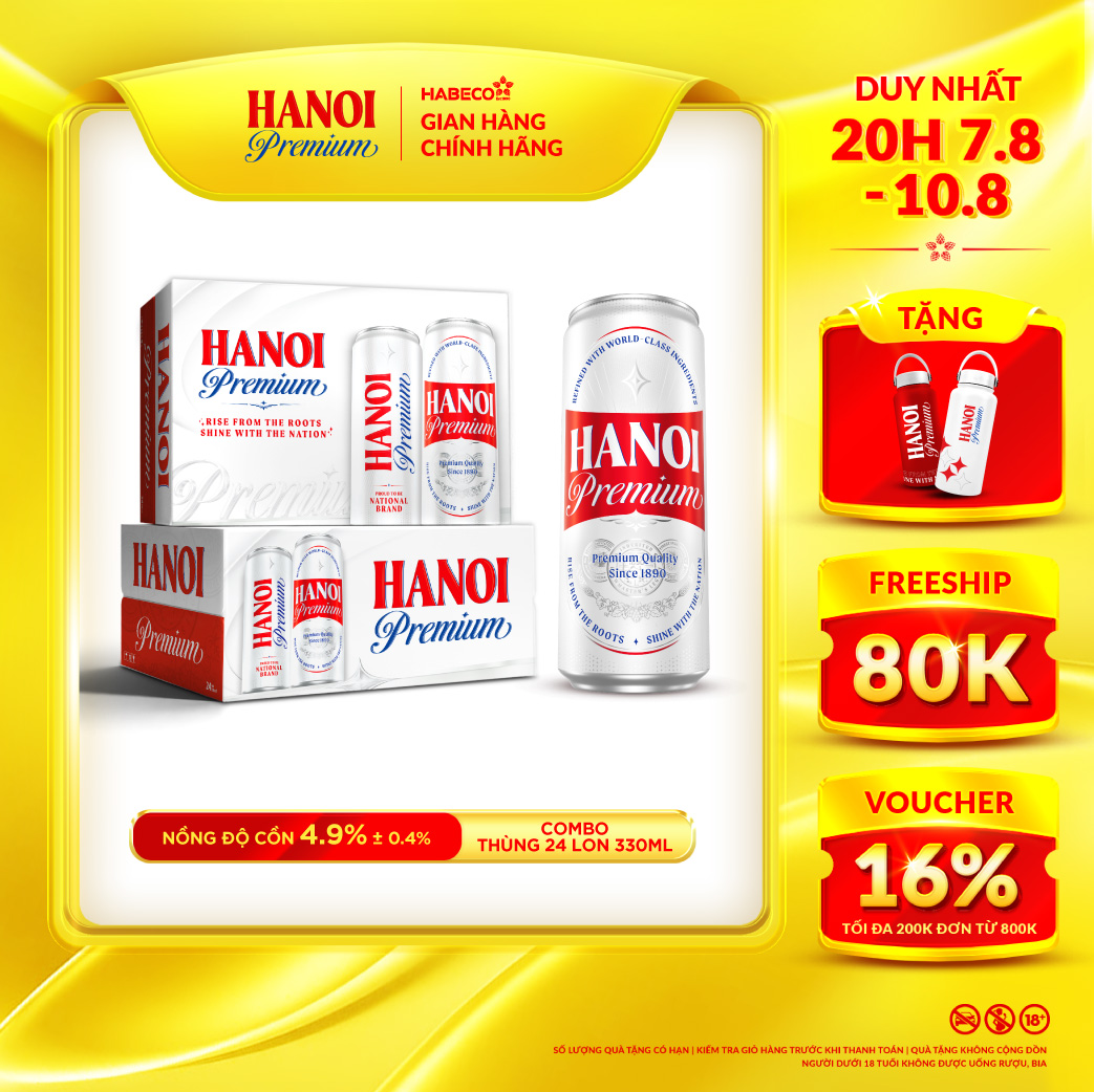 Combo 2 Thùng 24 lon Bia Hanoi Premium - HABECO (330ml)