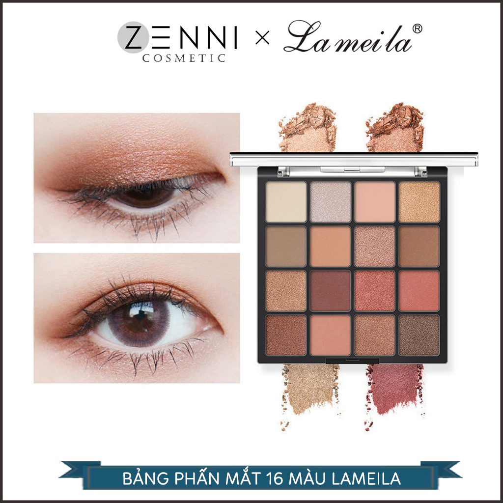 Bảng phấn màu mắt Lameila - Phấn mắt 16 màu cá tính, lên màu đẹp, không thấm nước, lâu trôi - Zenni