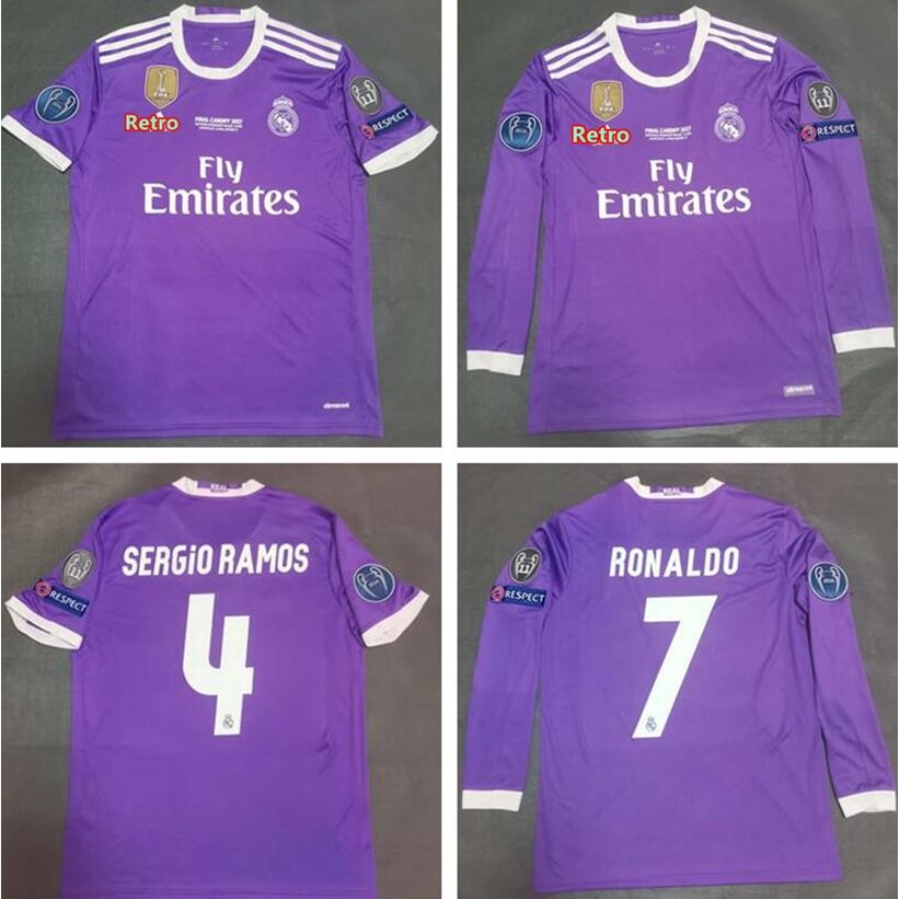 Áo sân khách Real Madrid 2016/2017 áo bóng đá cổ điển áo bóng đá dài tay