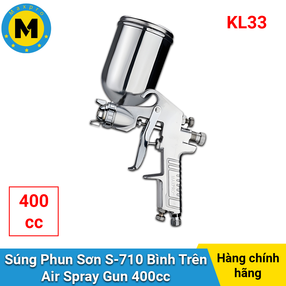 Súng phun sơn maxpro f710g 400cc. áp lực khí: 3.0 - 5.0mpa, đầu phun 1.5mm - hàng chính hãng