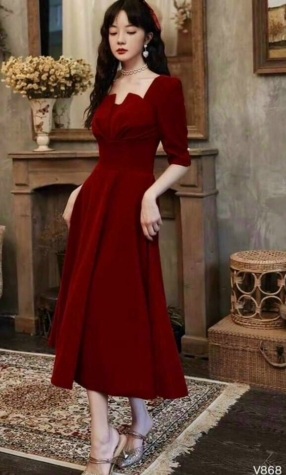 Đầm Xòe Xếp Ly Ngực Ôm Eo Có Mút Ngực Chất Liệu UMI Thời Trang Nữ TDD Mẫu One Size Dưới 56KG