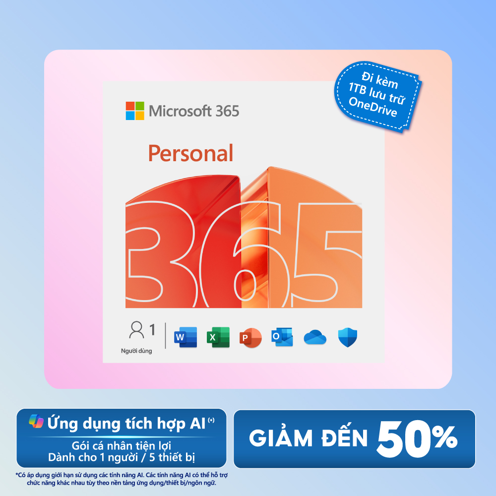 [ KEY GIA HẠN hoặc MUA MỚI N ] Phần mềm Microsoft 365 PERSONAL | Dành cho 1 người | 12 tháng | 5 thi