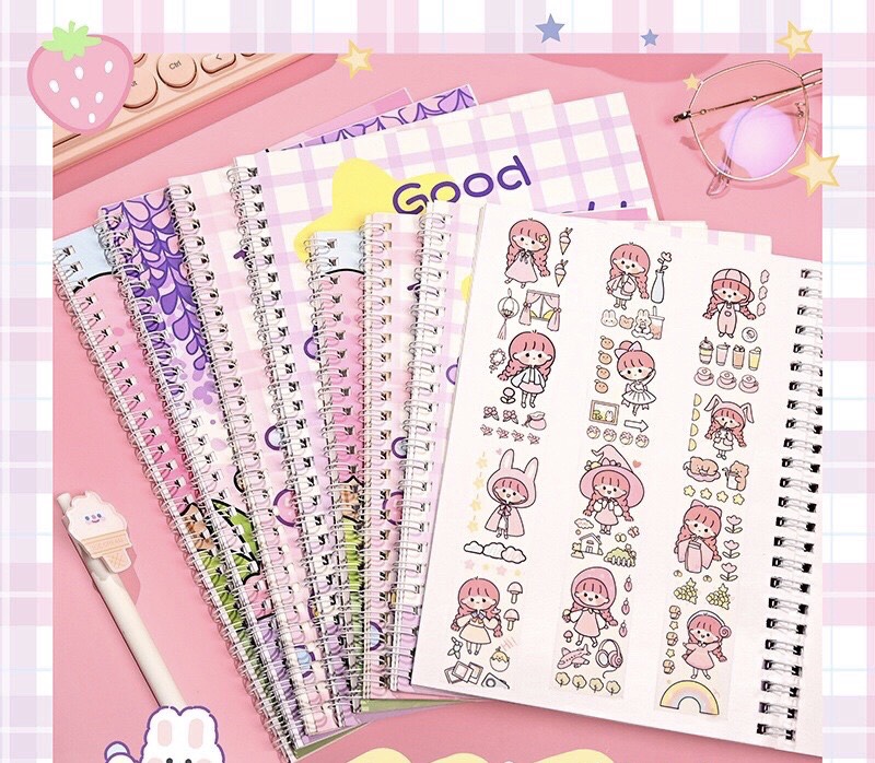 Sổ chiêt, sổ lưu trữ sticker, washitape lò xo size A5 B5 A4 họa tiết dễ thương tiện lợi Canarystore54