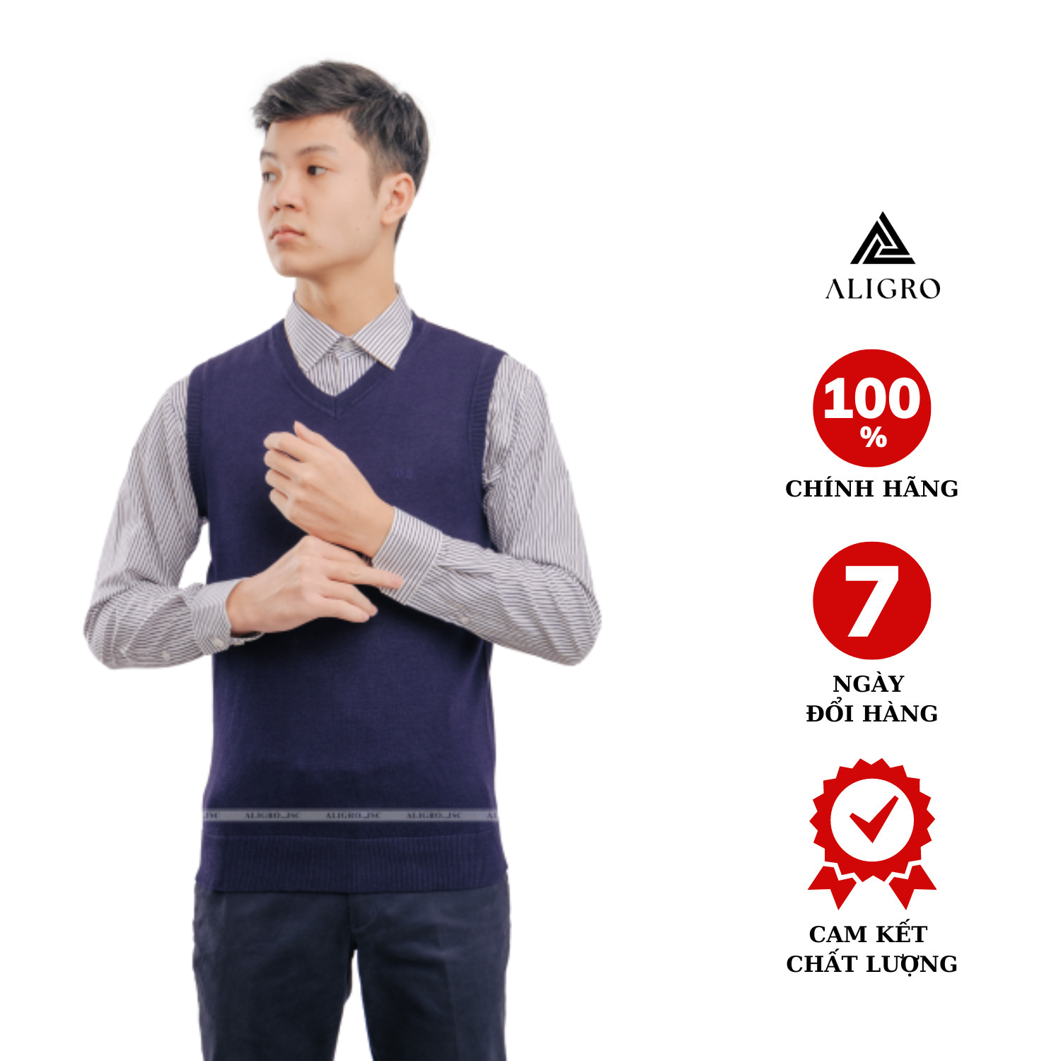 Áo len gile ALENGL013 màu navy