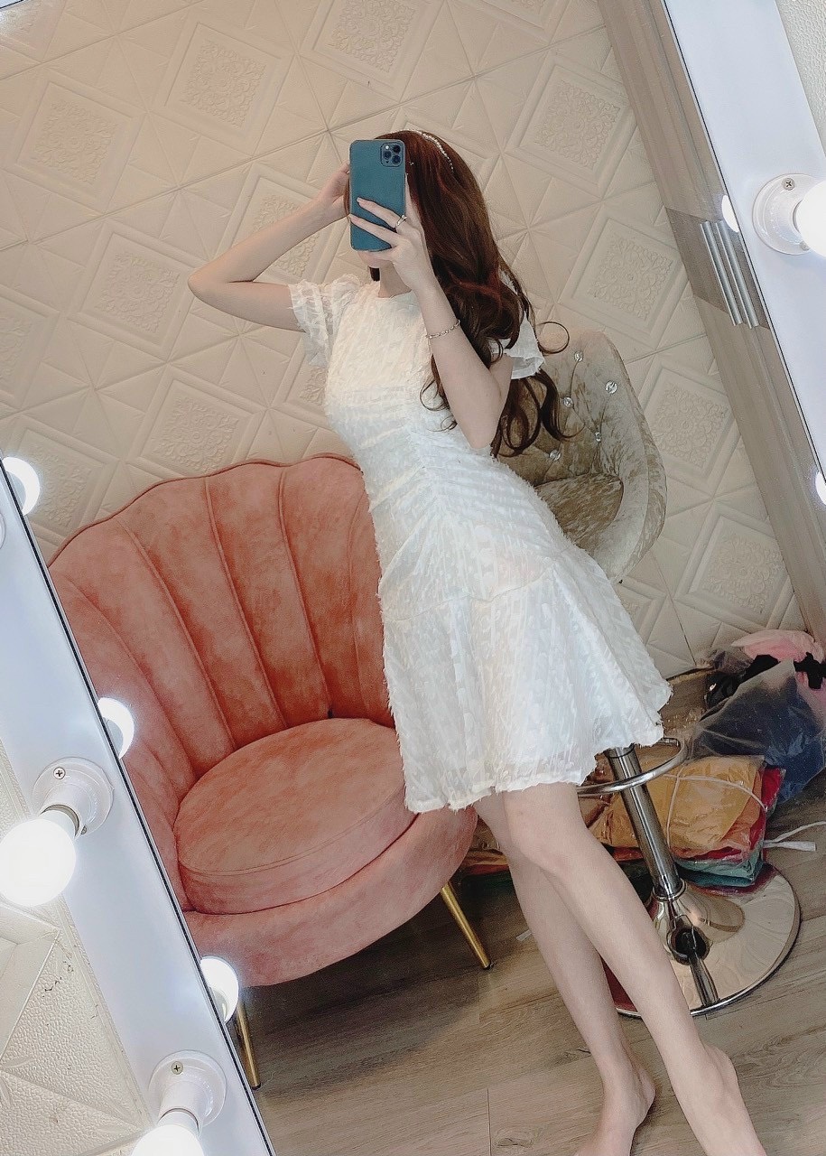 [HCM]đầm xòe nhung tay phồng cổ tròn phối lưới thời trang cho bé gái hàng quảng châu siêu chất siêu dễ thương KL159