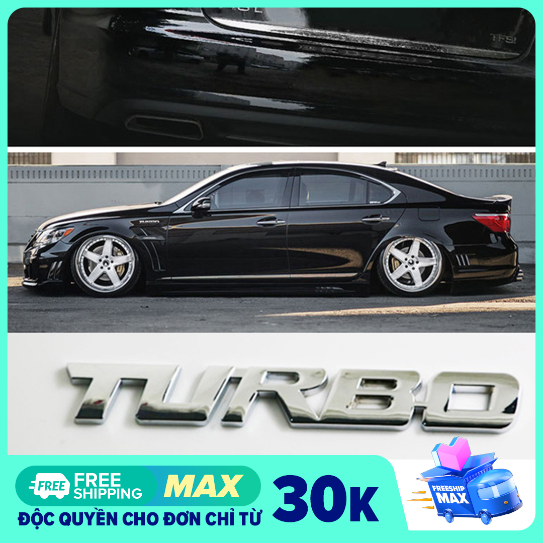 Logo Sticker Chữ TURBO 3D Nổi Hợp Kim Nhôm Dán Trang Trí Ô Tô Xe Hơi Màu Bạc